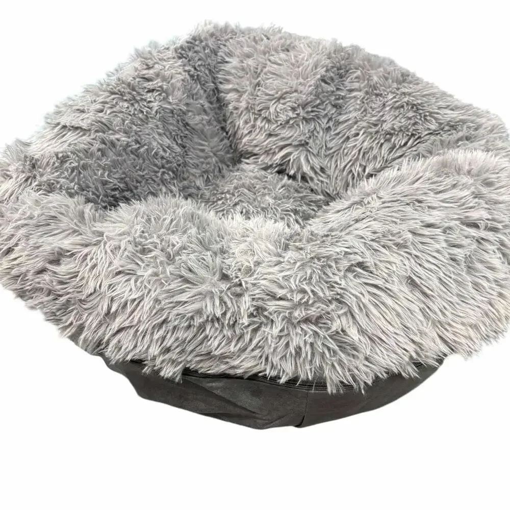 Calming Shag Fur Donut Cuddler Cat & Dog Bed 23